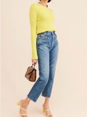 Anthropologie AGOLDE RILEY CROPPED SLIM STRAIGHT JEANS, Size 32